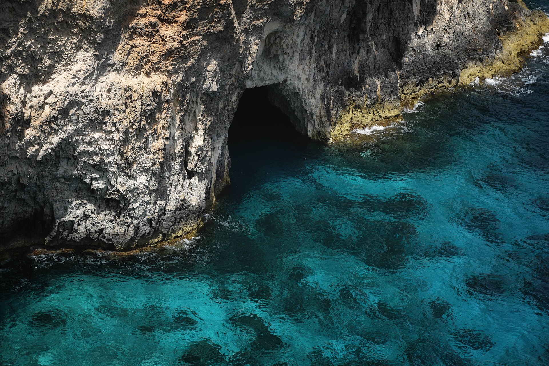 Sea caves and clear water around Comino, Malta